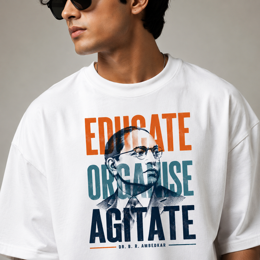Dr. B. R. Ambedkar Educate Organise Agitate Premium Oversized Tee