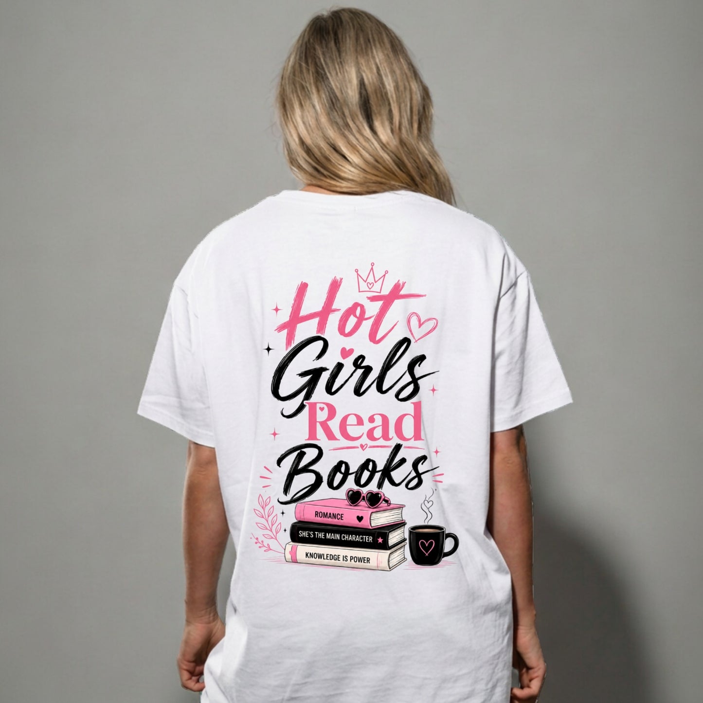 Hot Girls Read Books | Female Oversized T-Shirt | 240 GSM Cotton