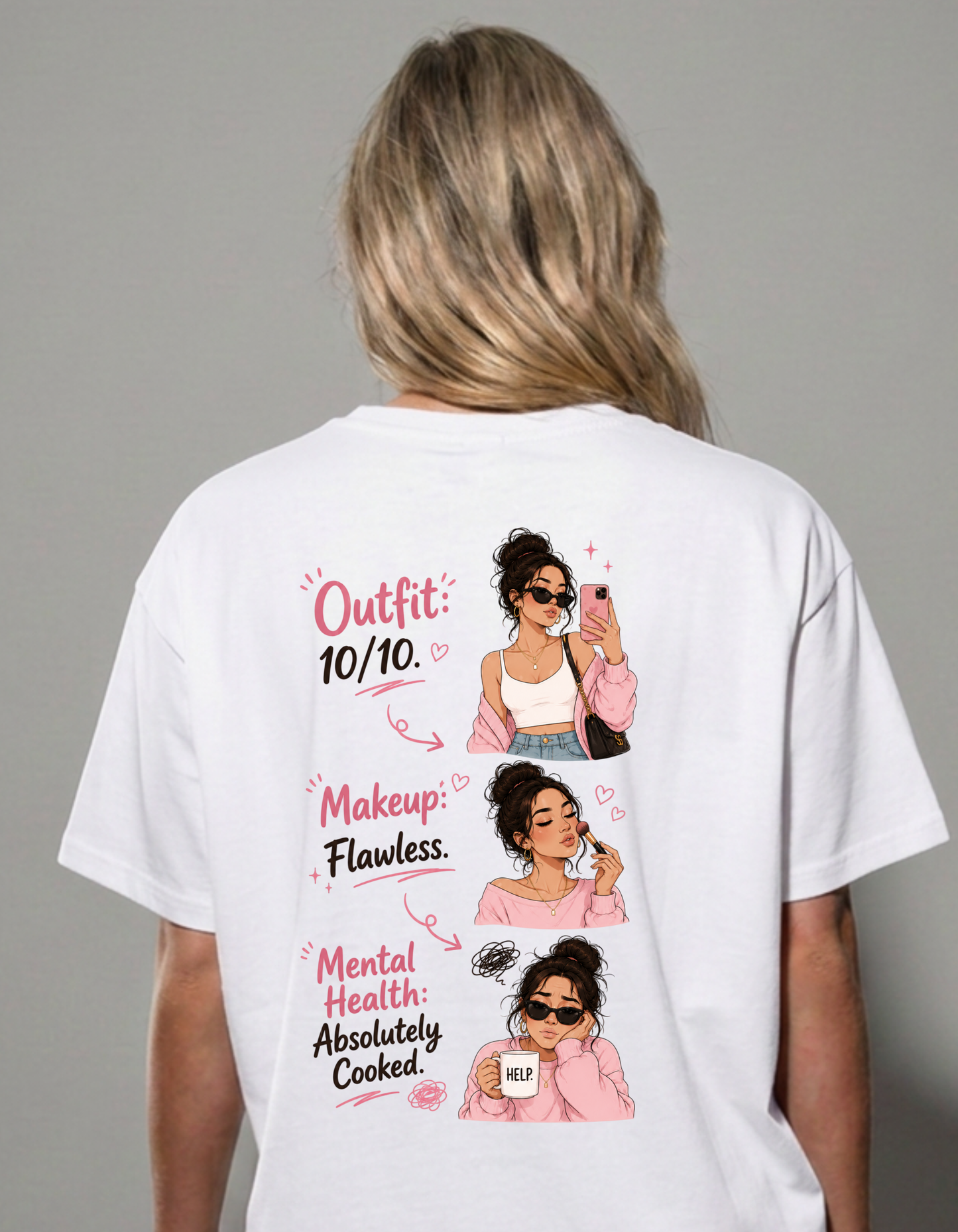 Cute But Concerned Mental Health | Female Oversized T-Shirt | 240 GSM Cotton