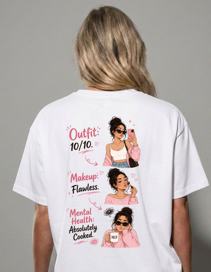 Cute But Concerned Mental Health | Female Oversized T-Shirt | 240 GSM Cotton