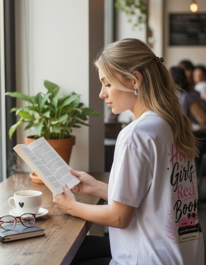 Hot Girls Read Books | Female Oversized T-Shirt | 240 GSM Cotton