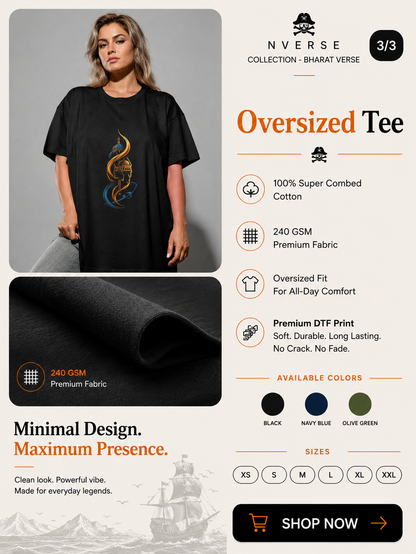 Legacy Runs Deep Inspirational Indian Icons  | Female Oversized T-Shirt | 240 GSM Cotton