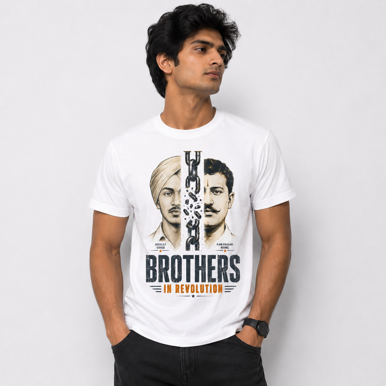 Brothers in Revolution - Bhagat Singh & Ram Prasad Bismil - Patriotic Graphic Tee