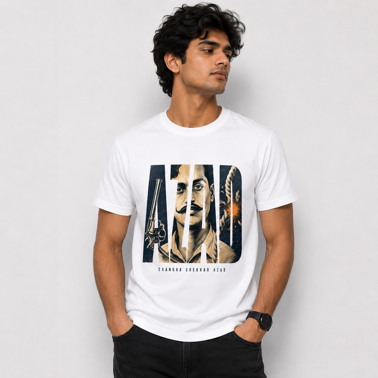 Chandra Shekhar Azad - Freedom Fighter - Patriotic Graphic Tee
