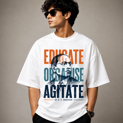 Dr. B. R. Ambedkar Educate Organise Agitate Premium Oversized Tee