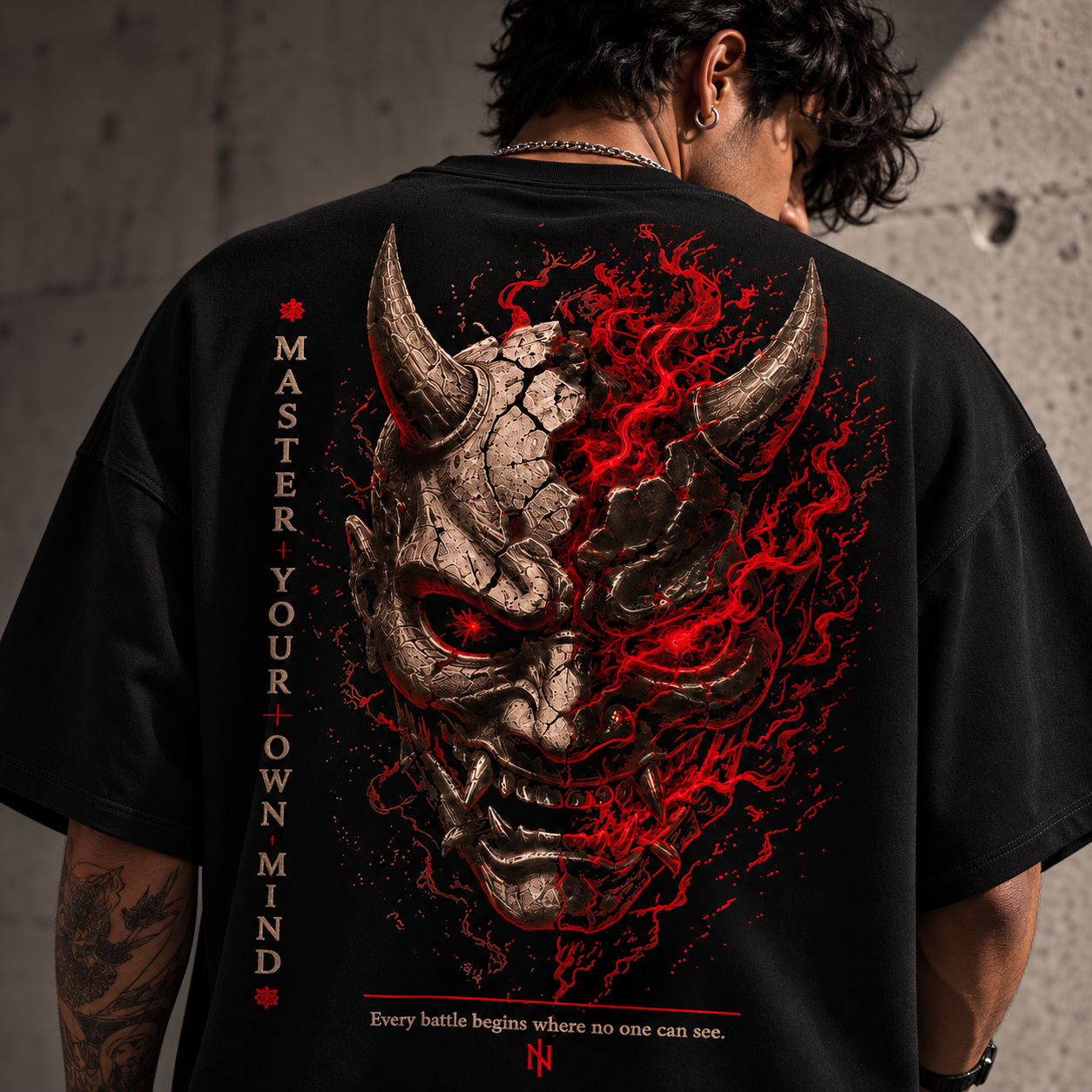 Master Your Own Mind - Japanese Oni Mask Oversized Tee