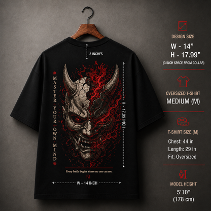 Master Your Own Mind - Japanese Oni Mask Oversized Tee