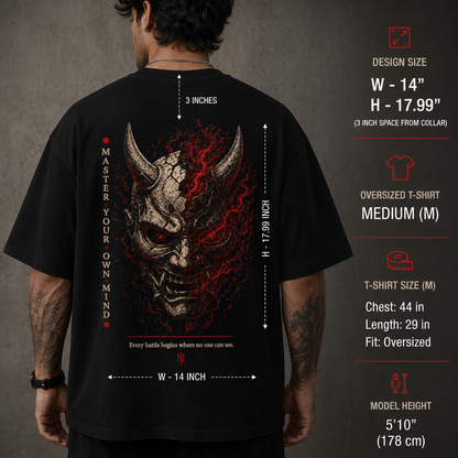 Master Your Own Mind - Japanese Oni Mask Oversized Tee