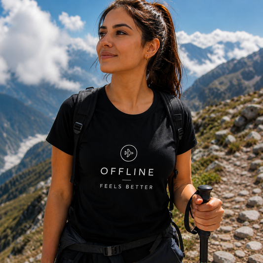 Offline Feels Better - Minimal Travel & Digital Detox | Female Regular Fit T-Shirt