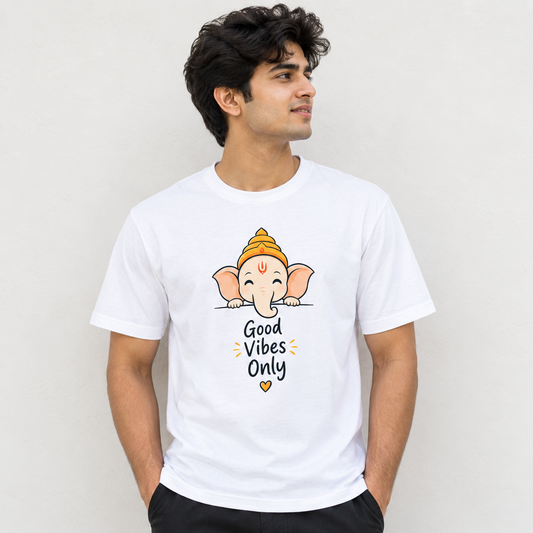 Good Vibes Only Ganesha T-Shirt – Cute Lord Ganesha Graphic Tee