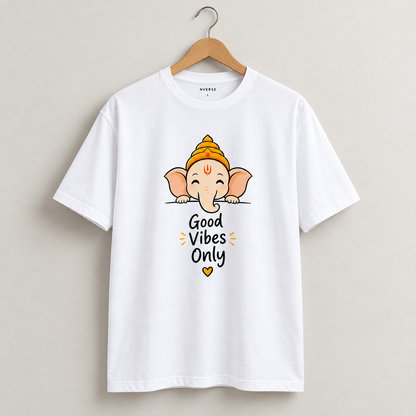 Good Vibes Only Ganesha T-Shirt – Cute Lord Ganesha Graphic Tee