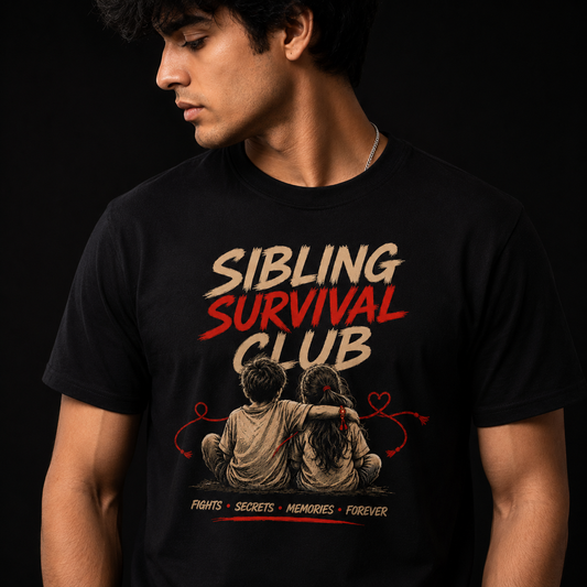 Sibling Survival Club  – Brother Sister Graphic Tee | Perfect Rakhi Gift