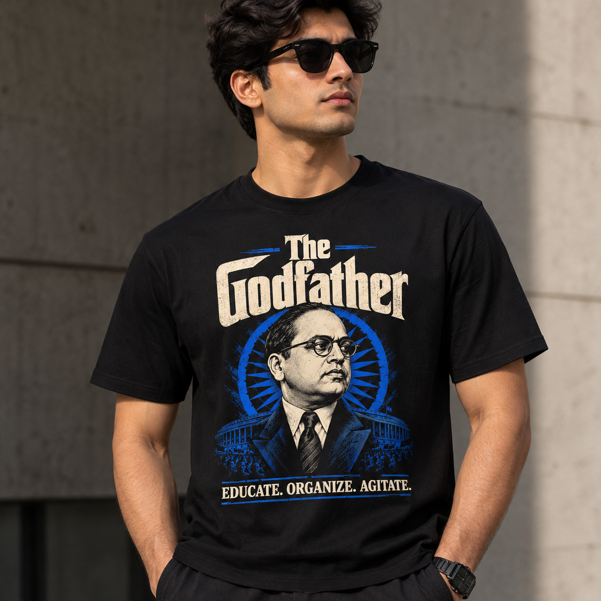 The Godfather Dr. B. R. Ambedkar T-Shirt | Educate Organize Agitate Tee