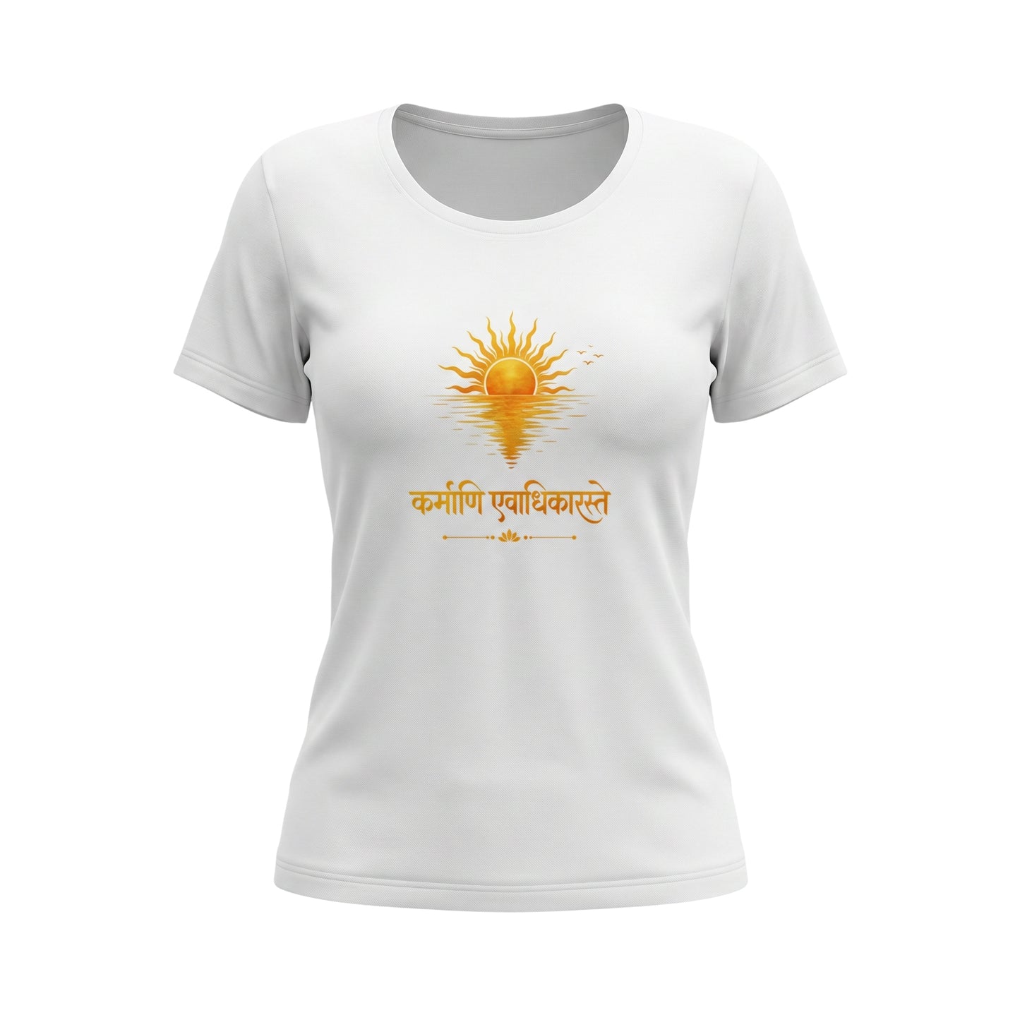 Karmanye Vadhikaraste Sanskrit Quote - Bhagavad Gita | Female Regular Fit T-Shirt