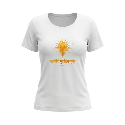 Karmanye Vadhikaraste Sanskrit Quote - Bhagavad Gita | Female Regular Fit T-Shirt
