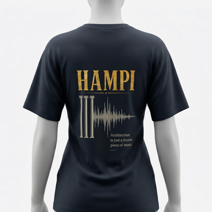 Hampi Architecture Musical Pillars - Minimal Heritage | Female Oversized T-Shirt