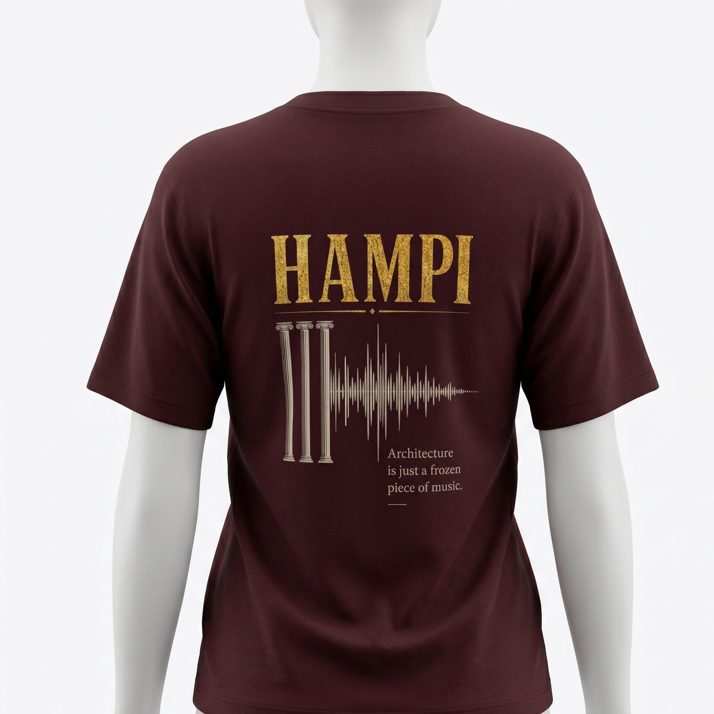 Hampi Architecture Musical Pillars - Minimal Heritage | Female Oversized T-Shirt