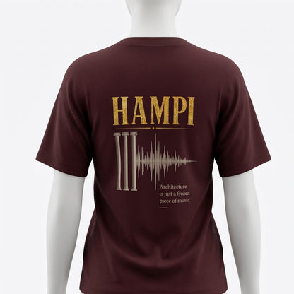 Hampi Architecture Musical Pillars - Minimal Heritage | Female Oversized T-Shirt
