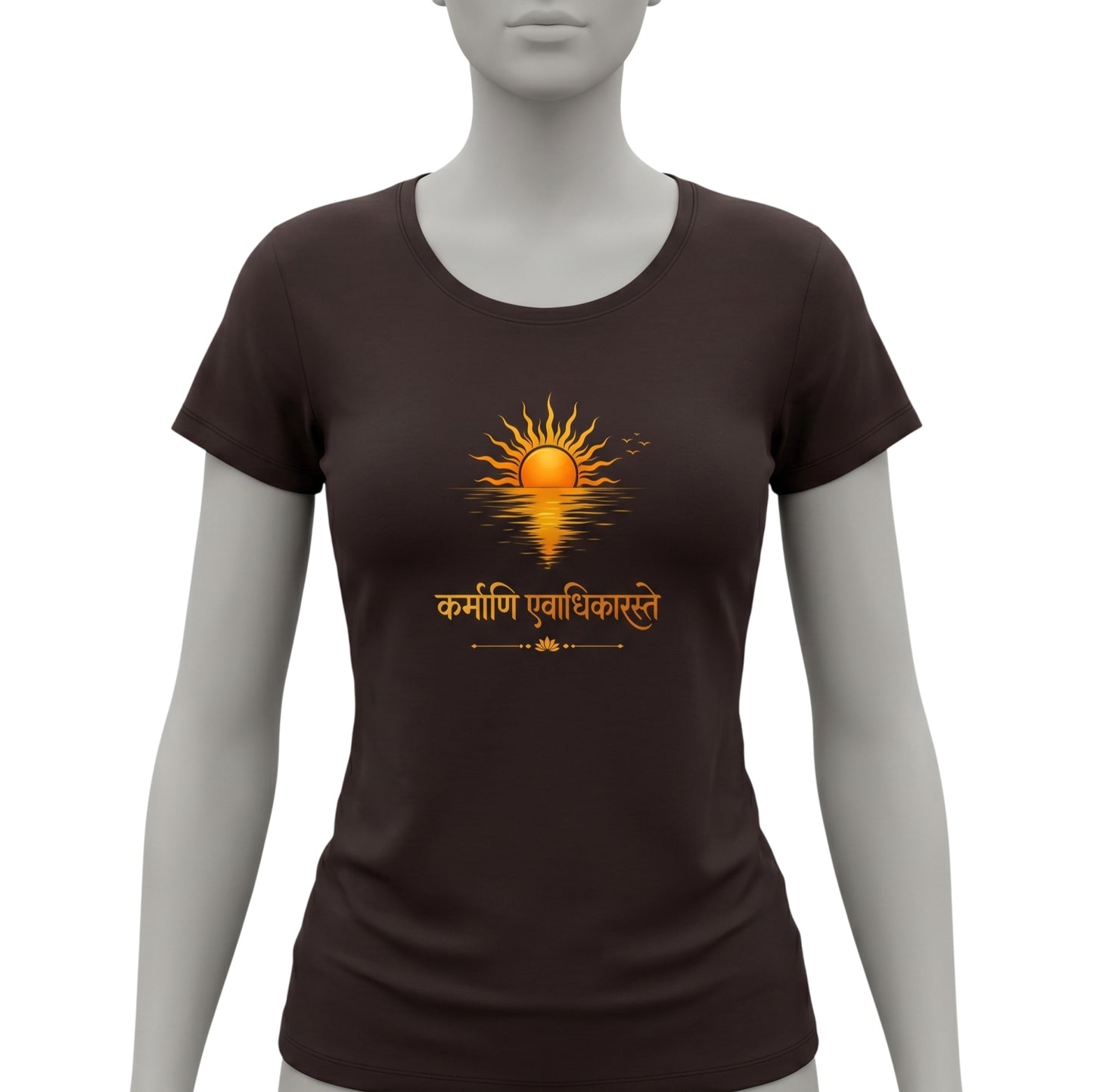 Karmanye Vadhikaraste Sanskrit Quote - Bhagavad Gita | Female Regular Fit T-Shirt