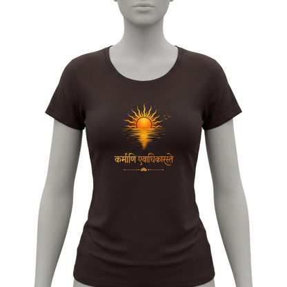 Karmanye Vadhikaraste Sanskrit Quote - Bhagavad Gita | Female Regular Fit T-Shirt
