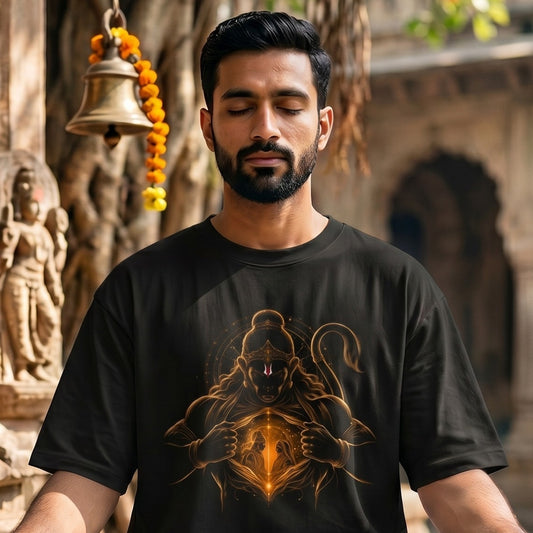 Hanuman Heart of Devotion Unisex Oversized Premium T-Shirt