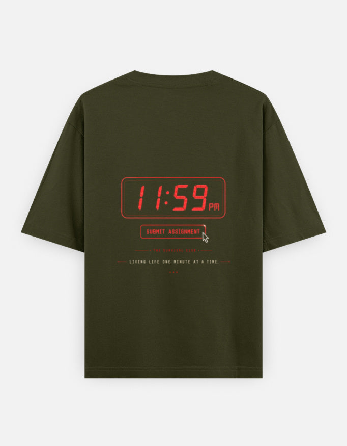 11:59 PM Assignment Survival Club | Unisex Oversized T-Shirt | 240 GSM Cotton