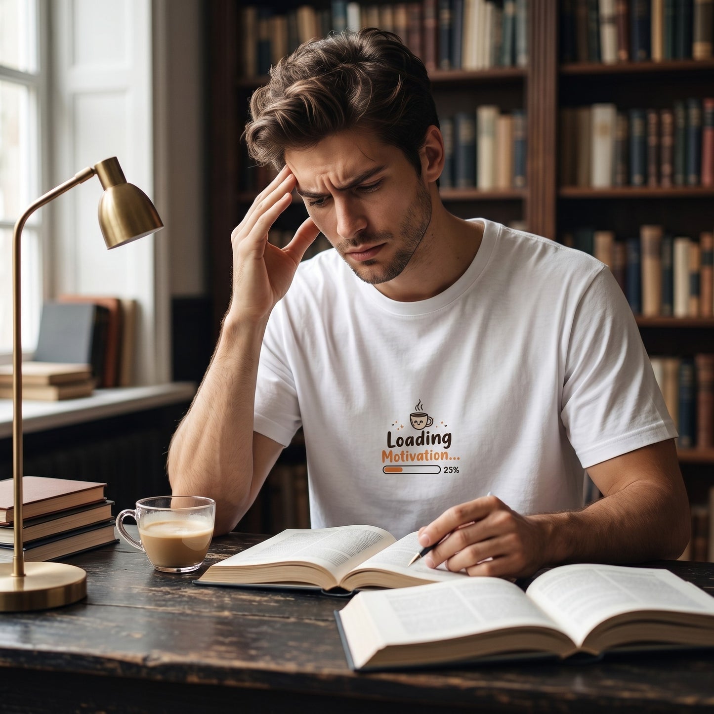 Coffee Is the Only Balance - Study Motivation | Male Regular Fit T-Shirt | 180 GSM Cotton