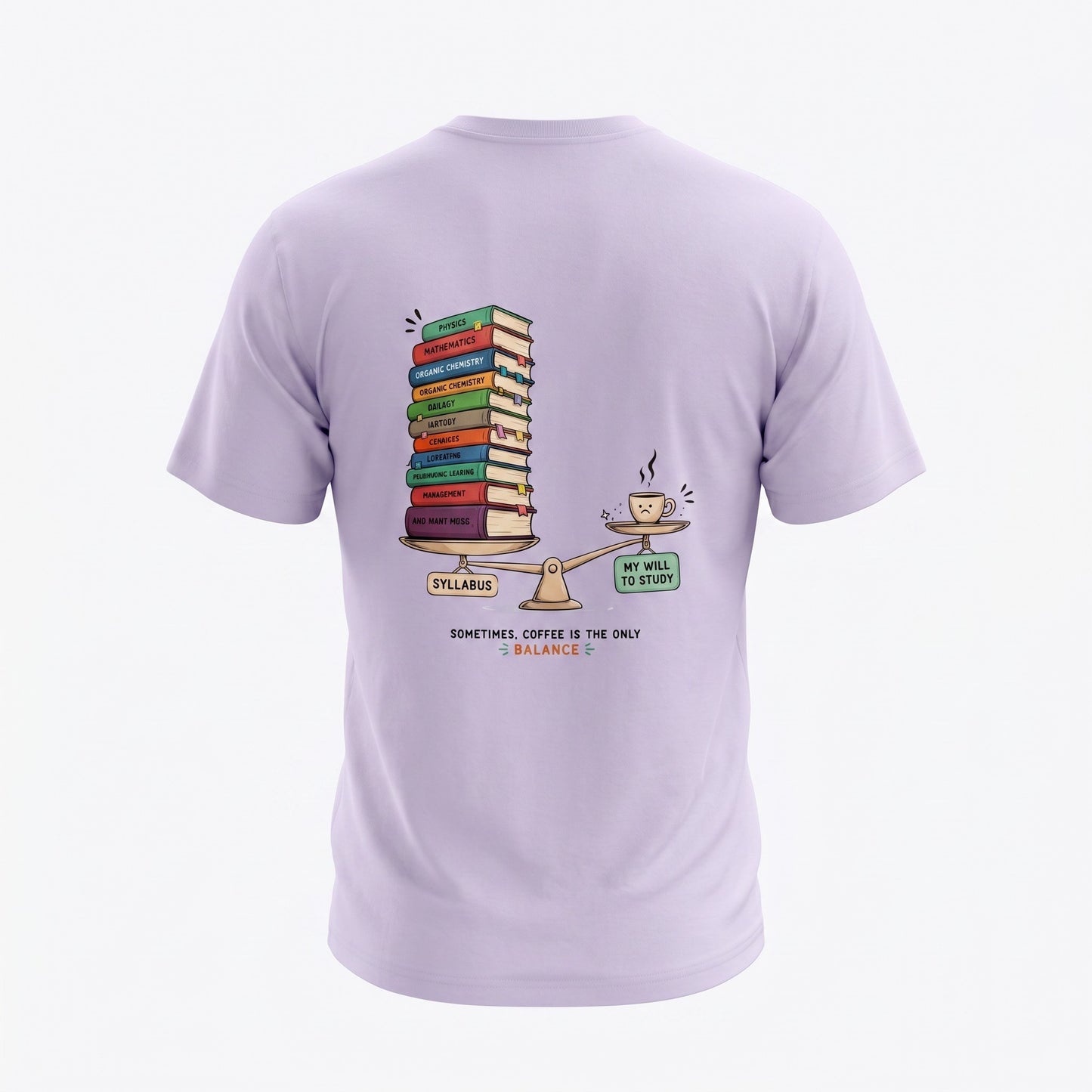 Coffee Is the Only Balance - Study Motivation | Male Regular Fit T-Shirt | 180 GSM Cotton