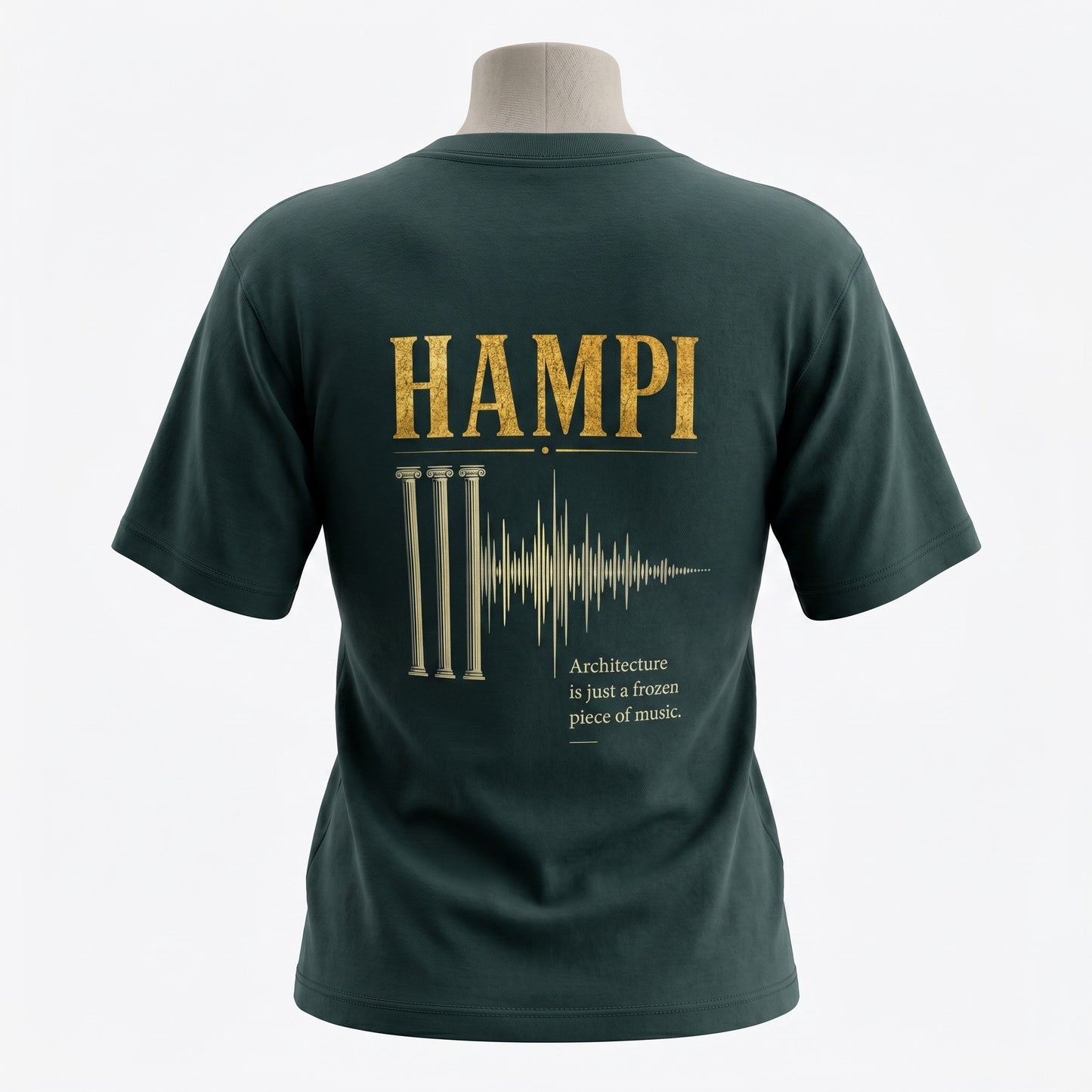 Hampi Architecture Musical Pillars - Minimal Heritage | Female Oversized T-Shirt