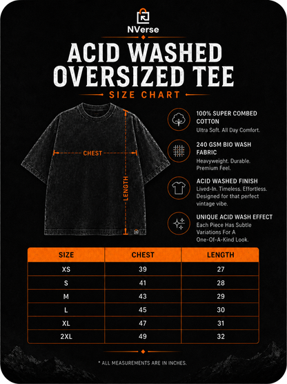 Premium Acid Wash Oversized T-Shirt for Men & Women | 240 GSM Heavyweight Cotton