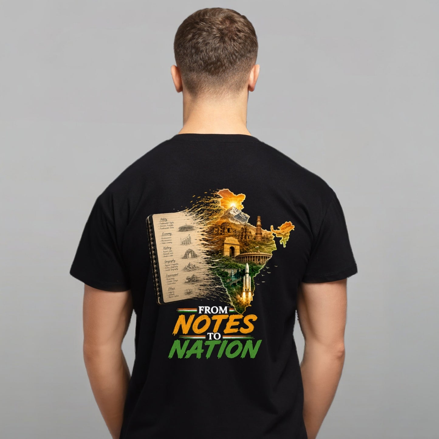 Notes to Nation – UPSC Aspirant | Male Regular Fit T-Shirt | 180 GSM Cotton