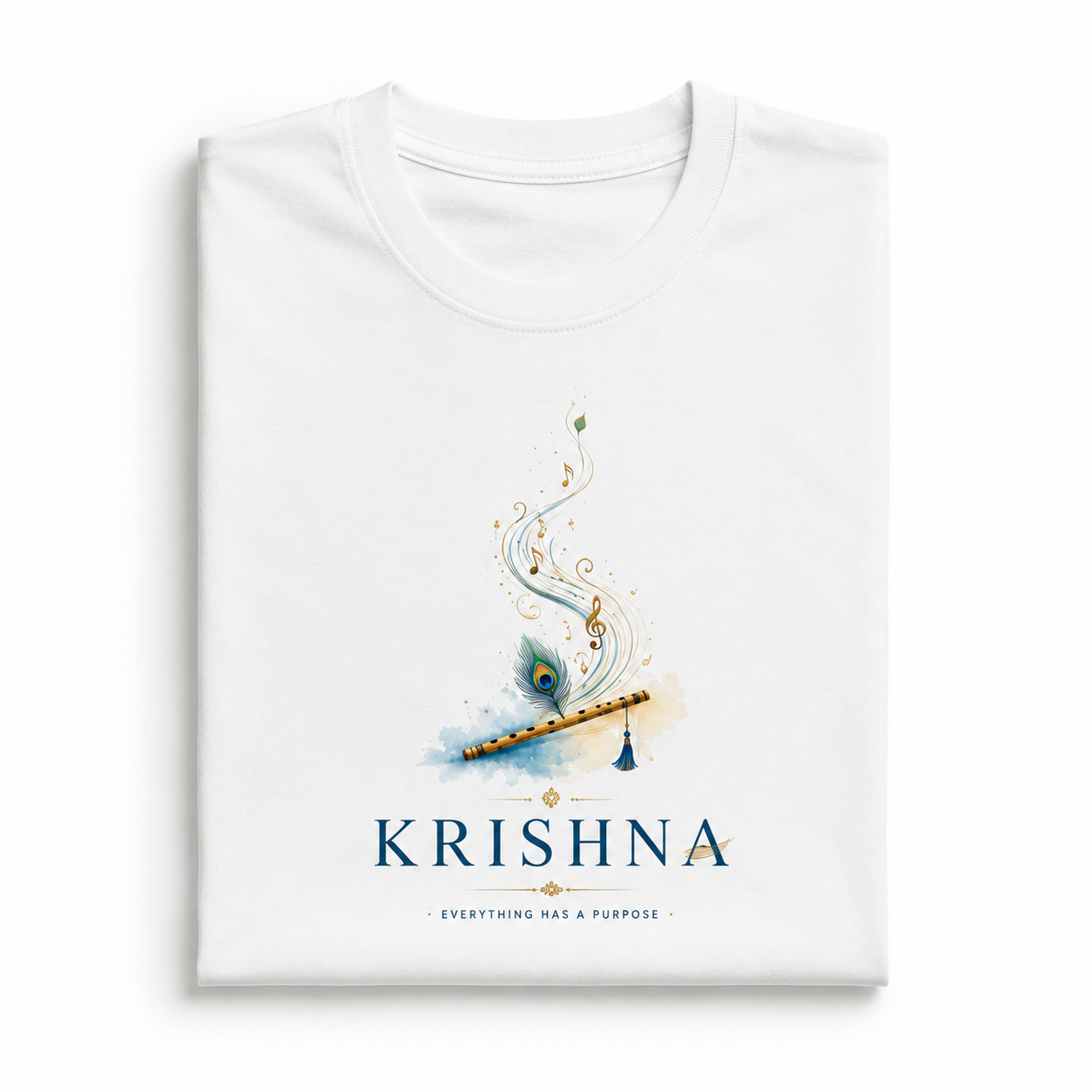 Lord Krishna Flute - Everything Has a Purpose Graphic Tee | Male Regular Fit T-Shirt