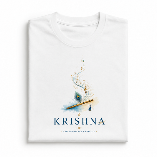 Lord Krishna Flute - Everything Has a Purpose Graphic Tee | Male Regular Fit T-Shirt